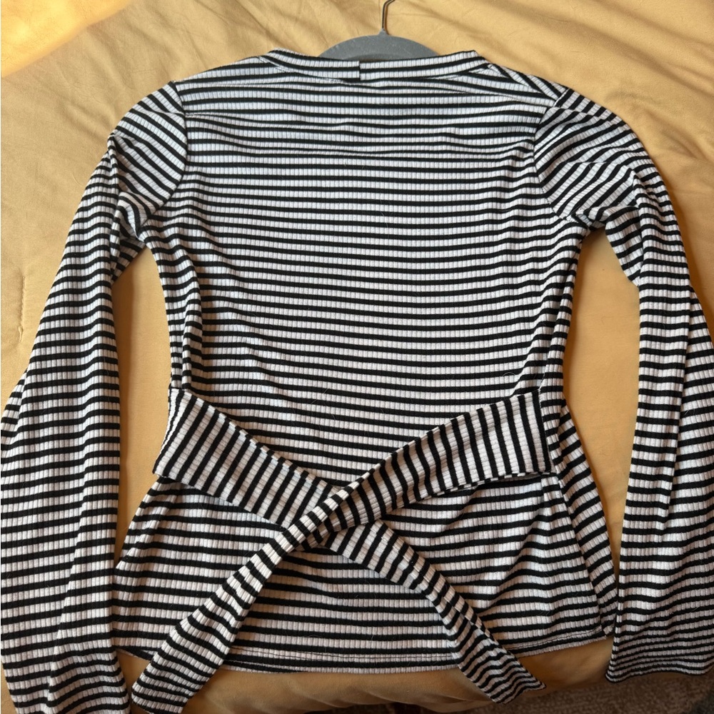 Lily Bleu Black and White Striped Blouse